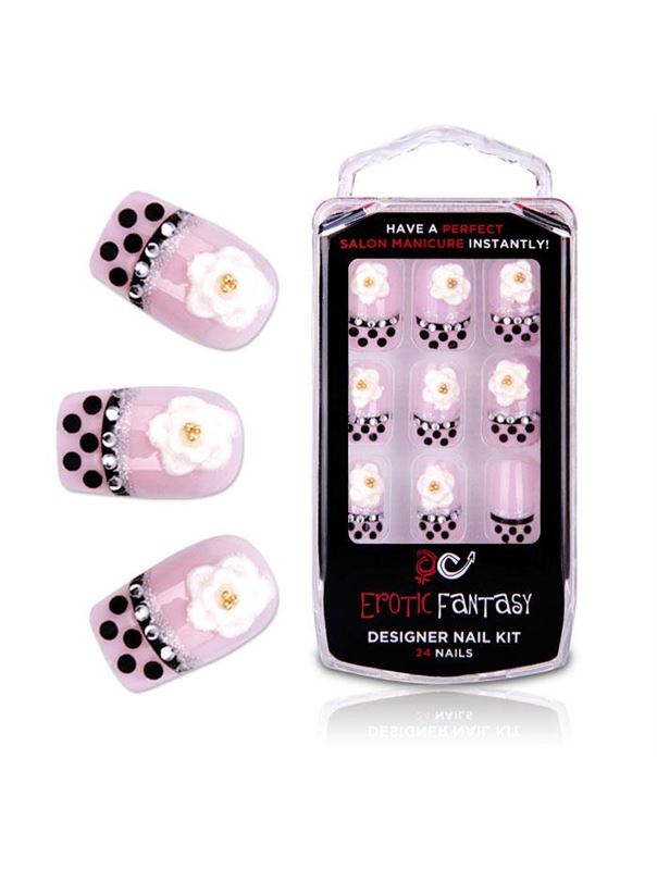 Типсы для ногтей из акрила Black Dots Crystal