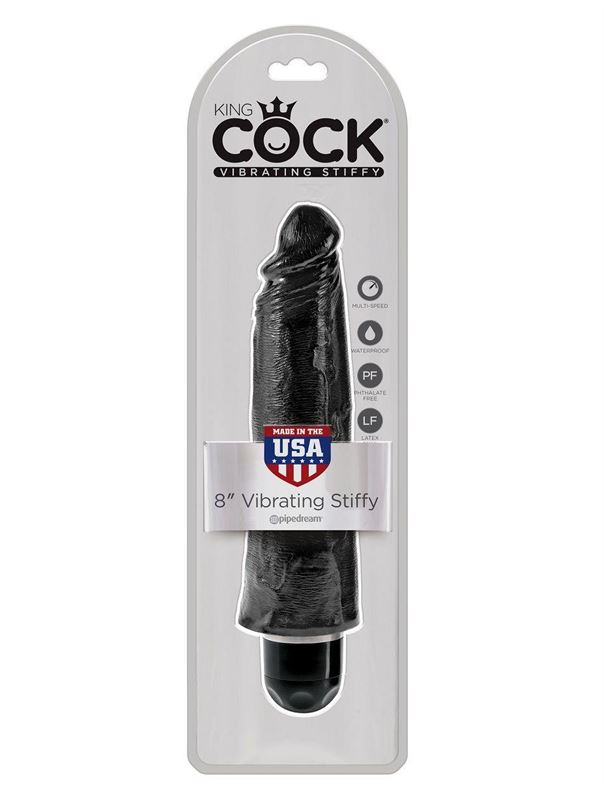 Чёрный вибратор-реалистик 8 Vibrating Stiffy - 24,8 см.