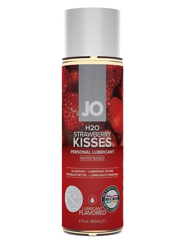 Лубрикант на водной основе с ароматом клубники JO Flavored Strawberry Kiss (60 мл)