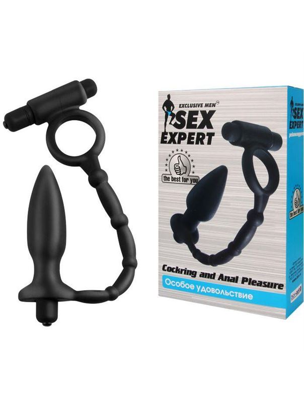Эрекционное кольцо с вибрацией и анальный стимулятором Cockring and Anal Pleasure
