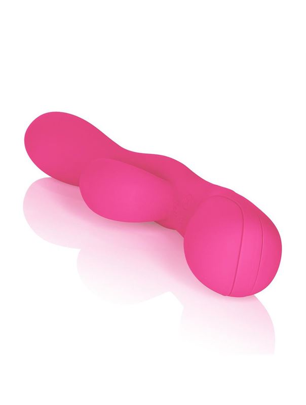 Розовый вибромассажер Impress Tongue со стимуляцией клитора - 18 см.