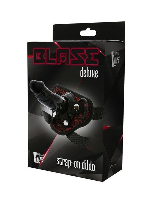 Черно-красные трусики STRAP-ON DILDO с насадкой (14,5 см)