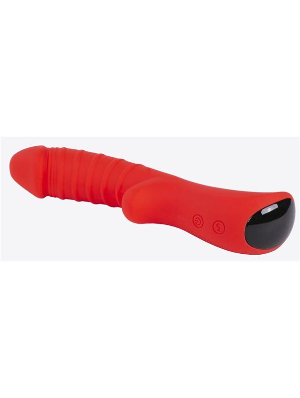 Красный вибратор Ribbed с рёбрышками (18 см)