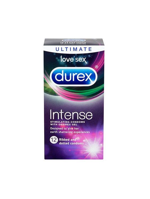 Рельефные презервативы со стимулирующей смазкой Durex Intense Orgasmic (12 шт)