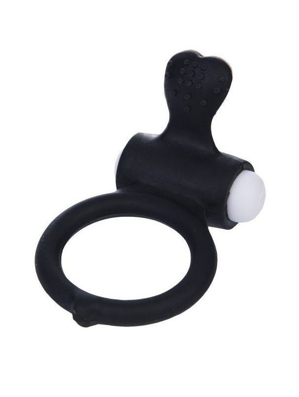 Чёрное виброкольцо для пениса Power Heart Clit Cockring
