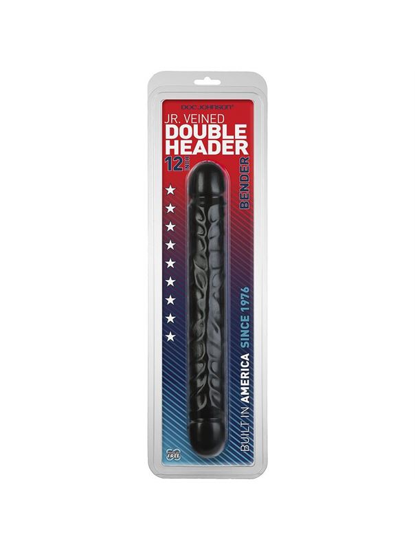Черный двухголовый фаллоимитатор Jr. Veined Double Header 12" Bender (30,5 см)