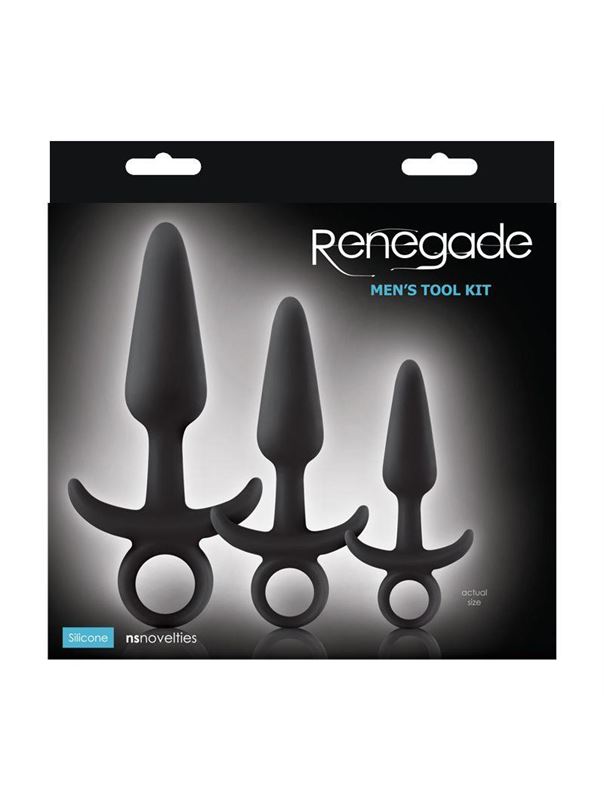 Набор черных анальных пробок Renegade Mens Tool Kit с держателем