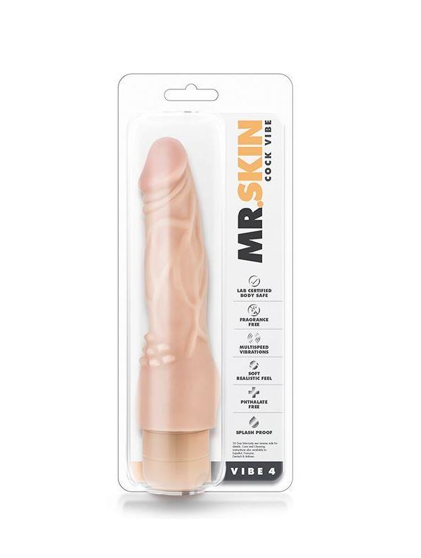 Телесный вибратор-реалистик Mr. Skin Cock Vibe 4 с шипиками в основании (20,3 см)