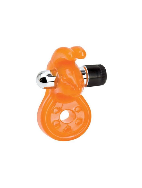 Оранжевое эрекционное кольцо с вибрацией и стимулятором клитора Sex Please! Wiggily Vibrating Cock Ring