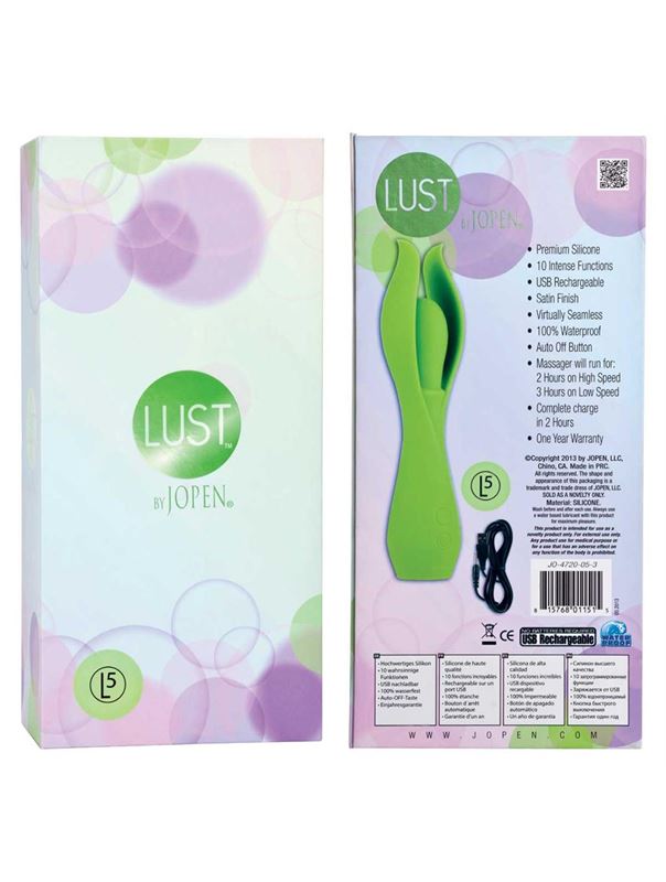 Малый зеленый вибратор с лепестками Lust by JOPEN L5
