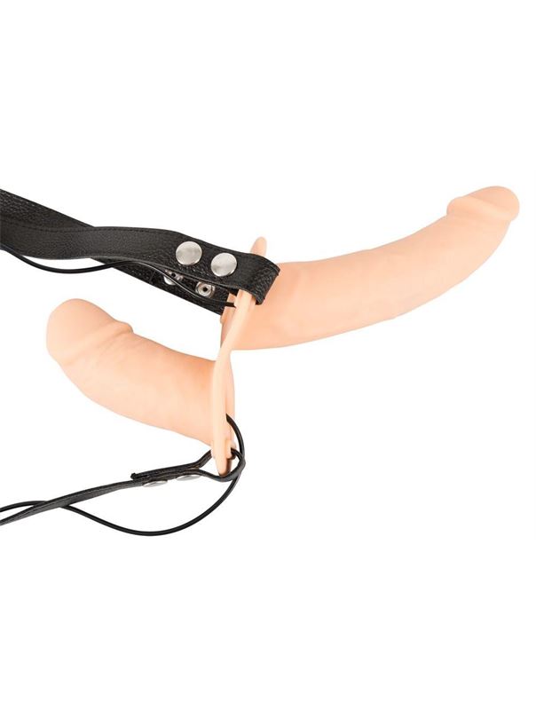 Вибрострапон с вагинальной пробкой Vibration Strap-On Duo (14,5 см)