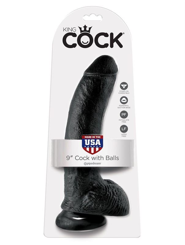 Чёрный фаллоимитатор 9 Cock with Balls - 22,9 см.