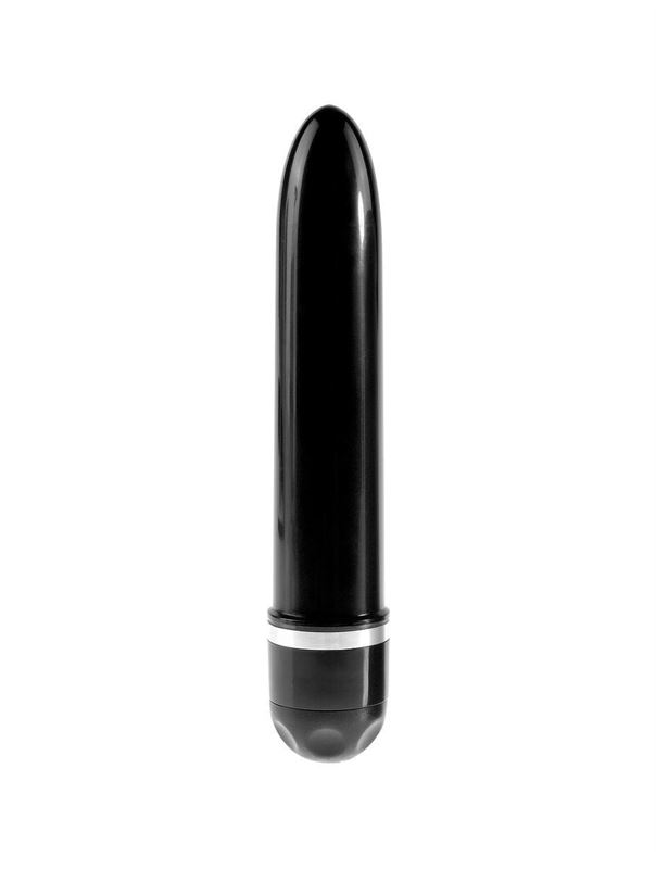 Чёрный вибратор-реалистик 6 Vibrating Stiffy - 17,8 см.