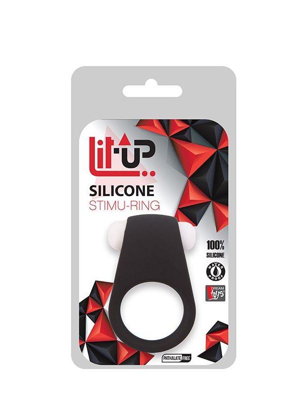 Чёрное эрекционное виброкольцо LIT-UP SILICONE STIMU RING 4 BLACK