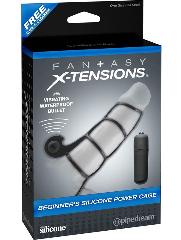 Чёрная вибронасадка Beginners Silicone Power Cage - 12 см. 