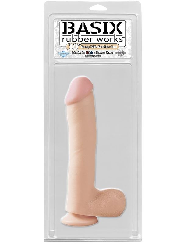 Большой телесный фаллос на присоске Basix Rubber Works - 26 см.