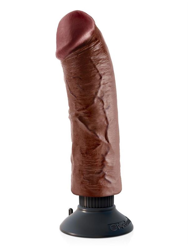 Коричневый вибратор 8" Vibrating Cock со съемной присоской (20,3 см)