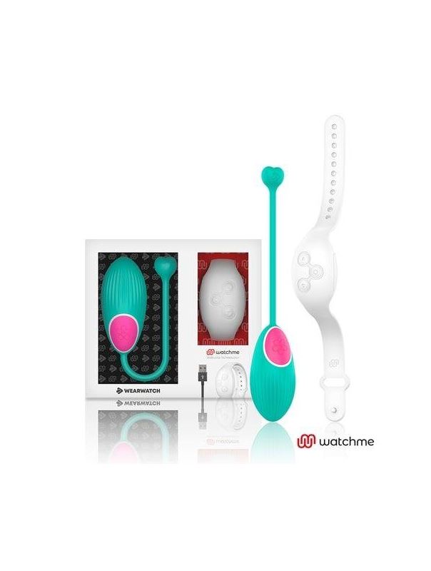 Зеленое виброяйцо с белым пультом-часами Wearwatch Egg Wireless Watchme