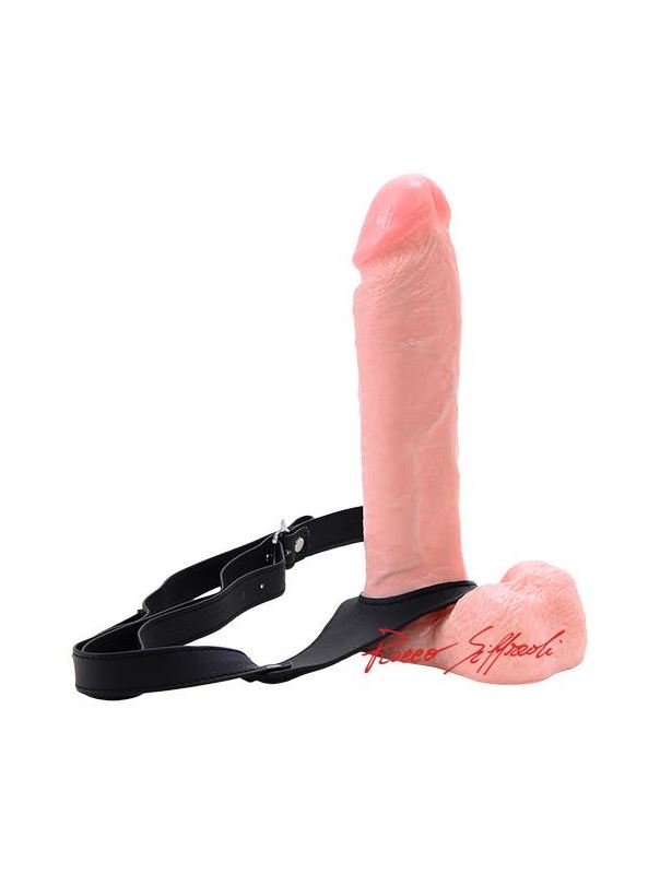 Телесный полый страпон на регулируемых ремешках ROCCO REALISTIC STRAP ON - 23 см.