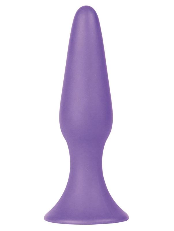 Фиолетовая анальная втулка Silky Buttplug Medium - 12,5 см.