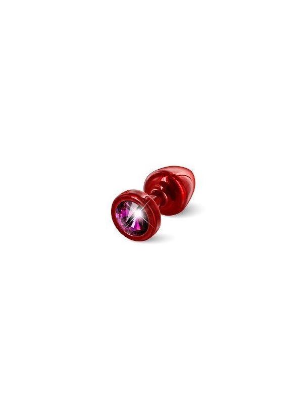 Красная пробка с малиновым кристаллом ANNI round Red T1 Fuschia - 6 см.