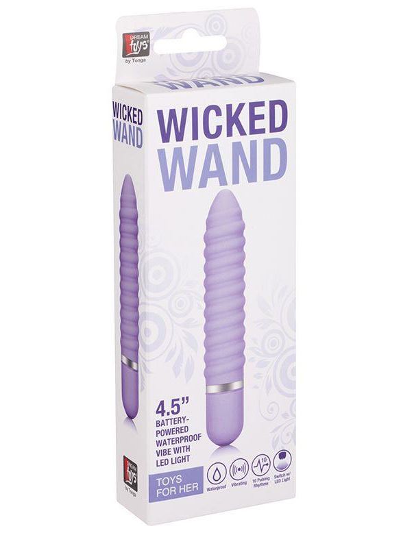 Фиолетовый ребристый мини-вибратор NEON WICKED WAND (11,4 см)