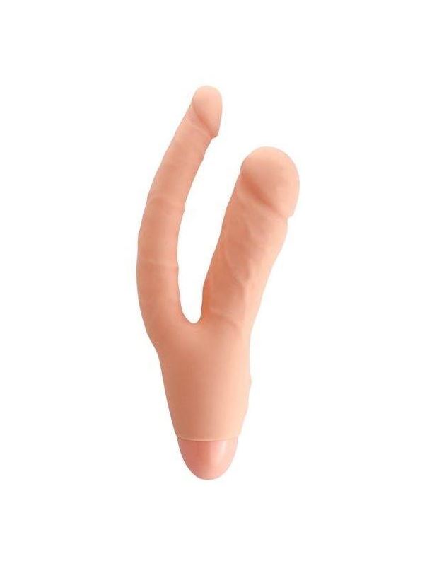 Телесный двойной вибратор INDULGENCE Rechargeable Insatiable Desire (21 см)