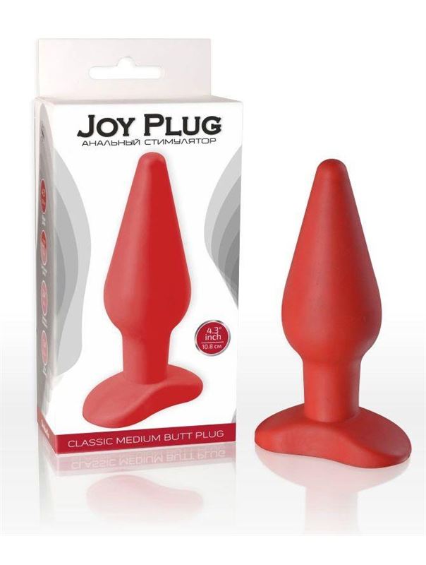 Красная анальная пробка Joy Plug с узким кончиком (9 см)