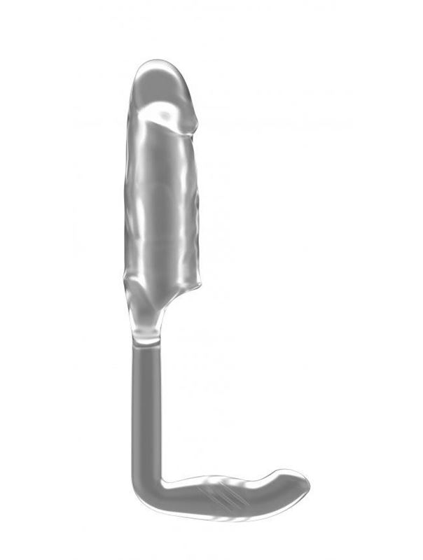 Прозрачная насадка с анальной вставкой Stretchy Penis Exten and Plug No.38