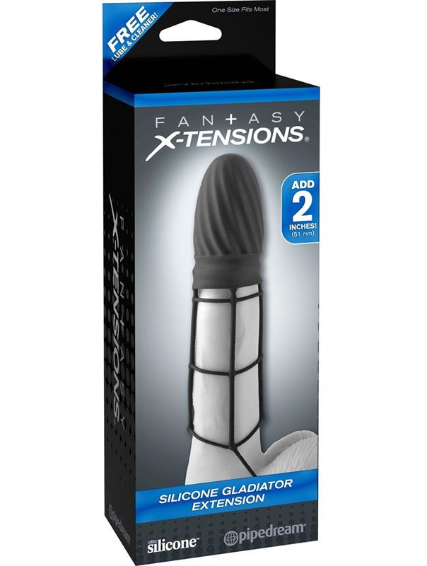 Чёрная насадка Silicone Gladiator Extension - 14 см.