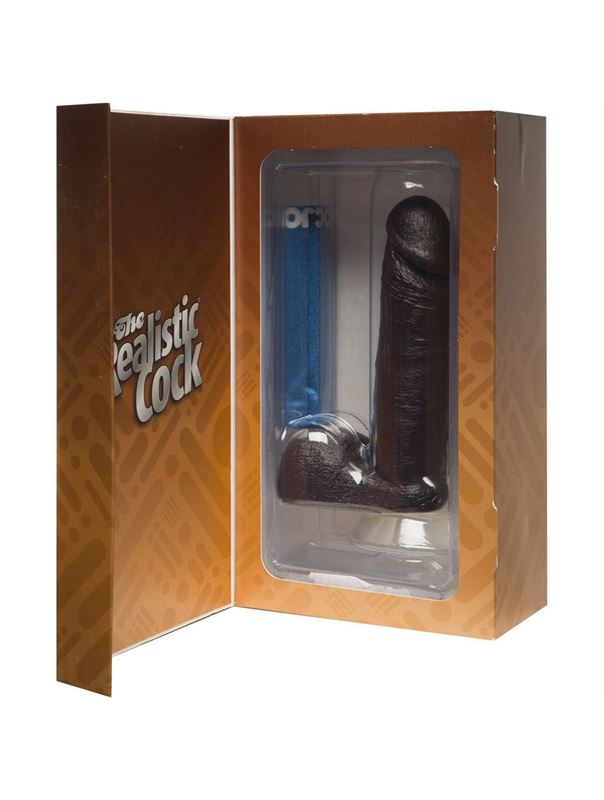 Реалистичный чернокожий фаллос The Realistic Cock 6” with Removable Vac-U-Lock Suction Cup - 19,8 см.