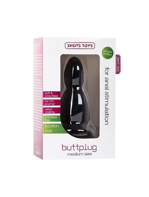 Чёрная анальная пробка Buttplug Medium - 11,4 см.