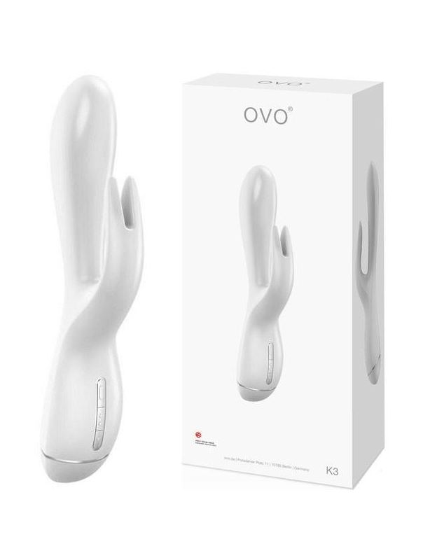 Вибратор белый OVO K3 Rabbit (21 см)