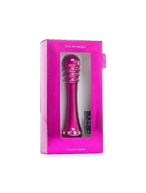 Вибратор с ребристой головкой The Emerald Pink - 16,3 см.