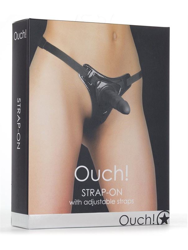 Чёрный страпон Strap-On Black Ouch! (11 см)
