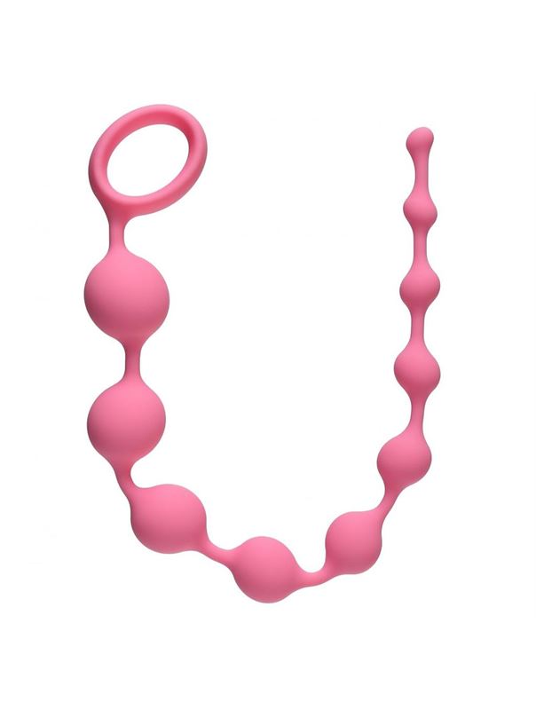 Розовая анальная цепочка Long Pleasure Chain - 35 см.