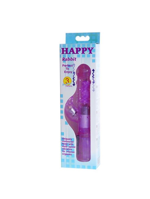 Фиолетовый хай-тек вибратор Happy Bunny - 22,5 см.