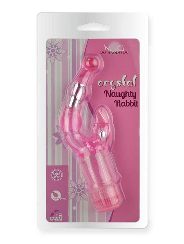 Розовый вибростимулятор Crystal Naughty Rabbit (20 см)