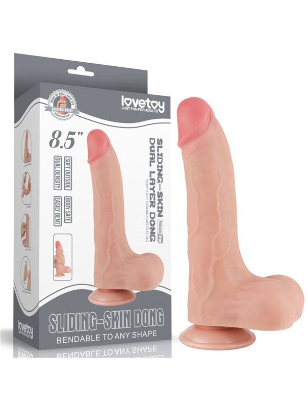 Телесный фаллоимитатор на присоске 8.5" Sliding Skin Dual Layer Dong (22 см)