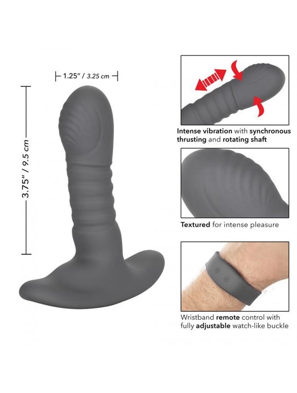 Серый массажер простаты Thrusting Rotator Probe (11,25 см)