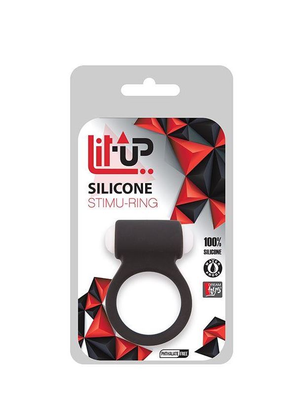 Чёрное эрекционное виброкольцо LIT-UP SILICONE STIMU RING 3 BLACK