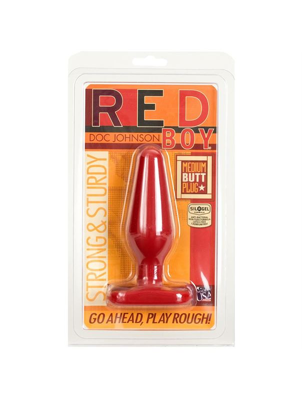 Красная пробка среднего размера Red Boy Medium 5.5 Butt Plug - 14 см.