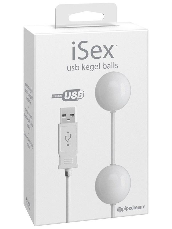 Белые вагинальные виброшарики USB KEGEL BALLS, работающие от USB