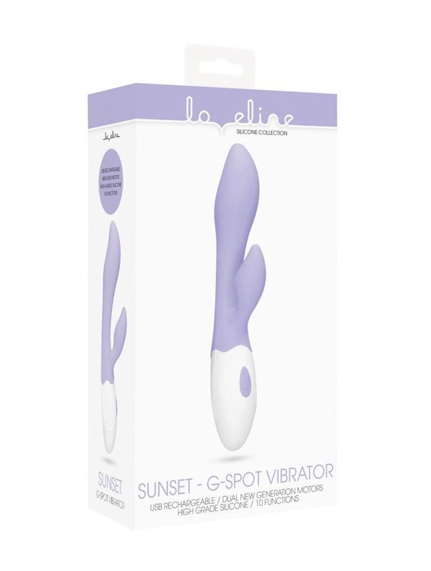 Фиолетовый G-spot вибратор Sunset со стимулятором клитора (20 см)