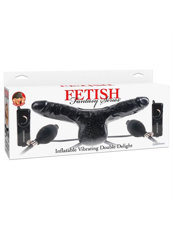 Двухголовый вибромассажер с расширением Inflatable Vibrating Double Delight - 35,5 см.