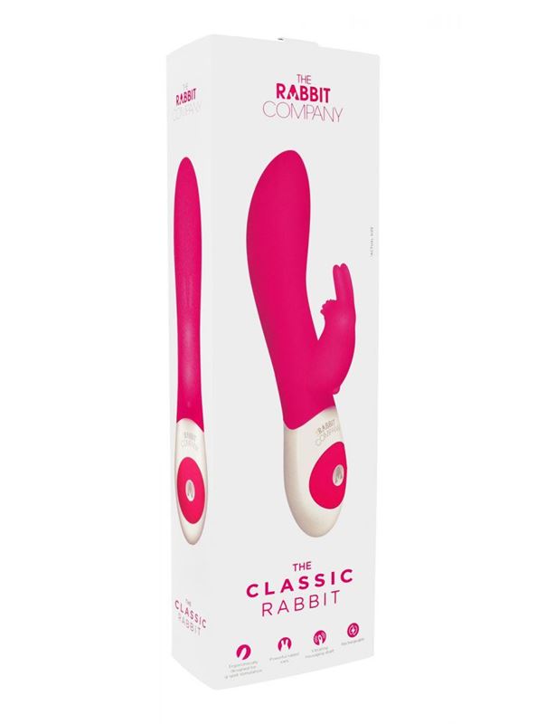 Розовый вибратор с клиторальным зайчиком The Classic Rabbit - 22 см.