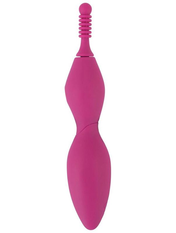 Ярко-розовый клиторальный вибратор с 3 насадками Spot Vibrator with 3 Tips (17,9 см)