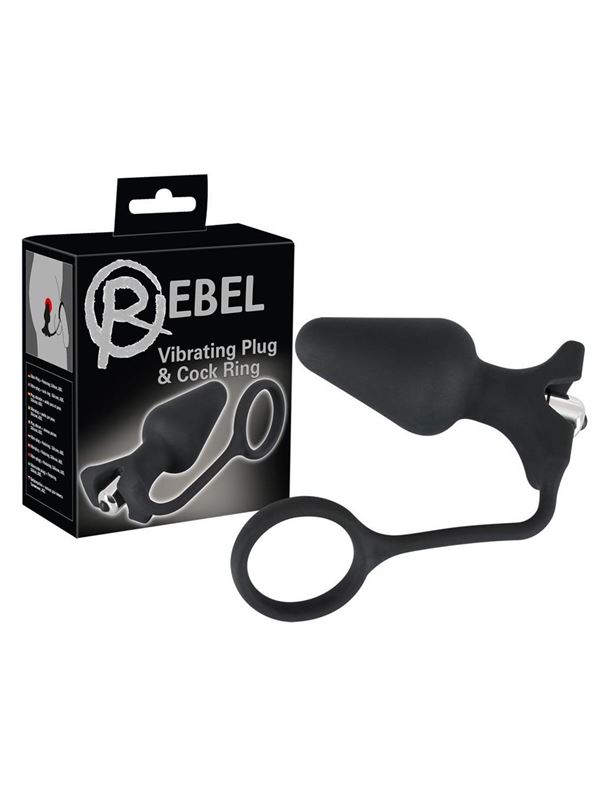 Эрекционное кольцо с анальной вибропробкой Rebel