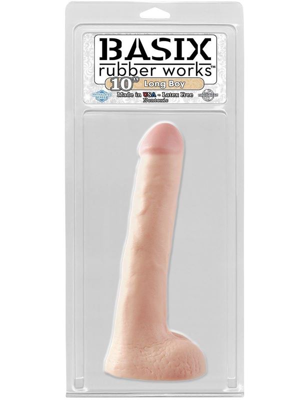 Фаллоимитатор с мошонкой LONG BOY BASIX - 25,4 см.