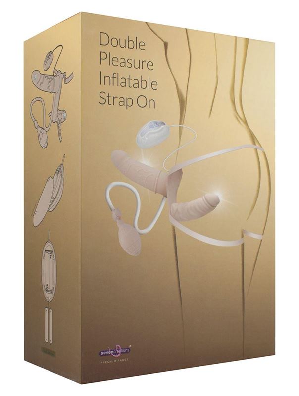 Женский страпон DOUBLE VIBRATING STRAP-ON с вагинальной пробкой - 17 см.